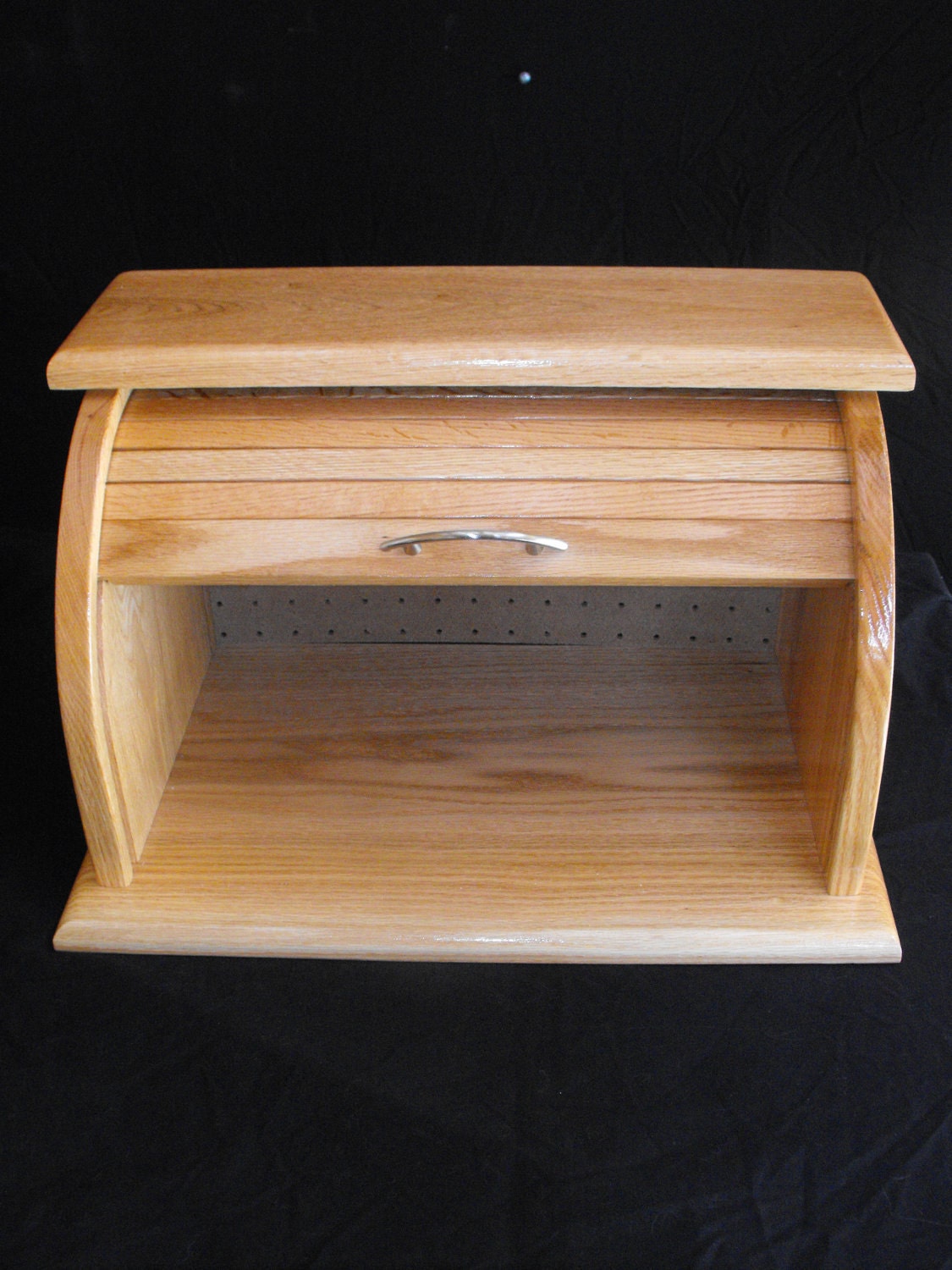oak roll top bread box