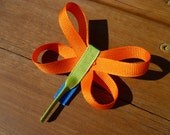 Dragonfly Hair Clippie - Grosgrain ribbon on alligator clip