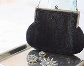 SALE - Vintage Black Jet Beaded Purse circa 1930's - was 78.00 now 56.00