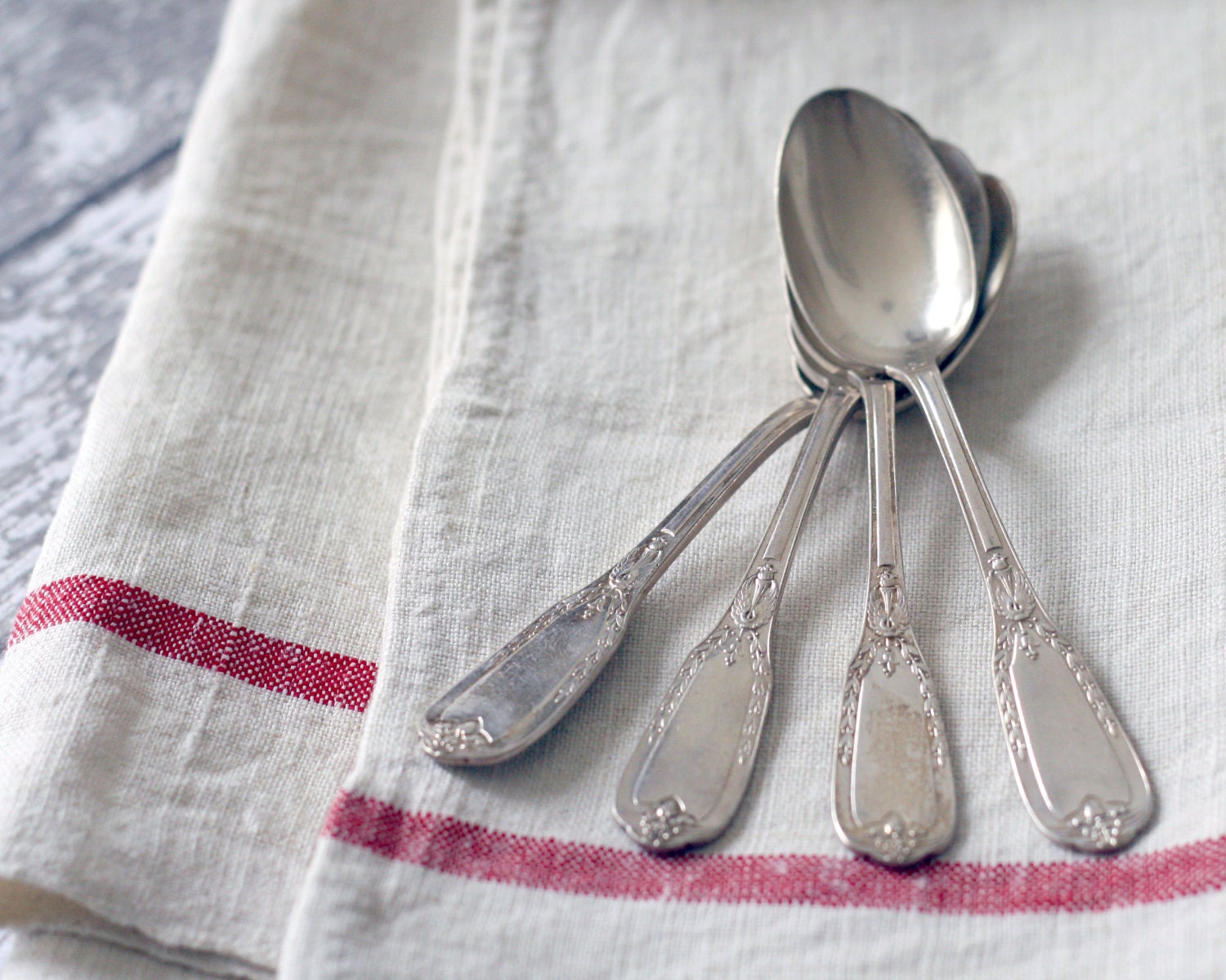 Antique French Silver plate Tea Spoons - by Ravinet d'enfert - Set of 4 - RARE circa 1890's