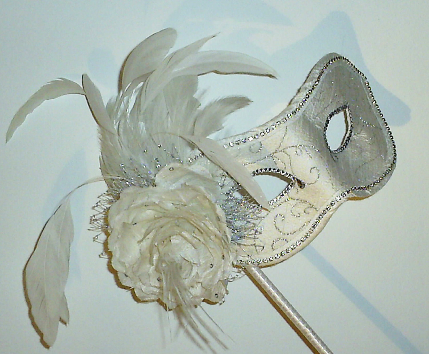 Ivory and Silver Masquerade Ball Mask made to order