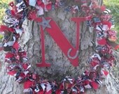 Custom Rag Wreath - Bandana and Zebra Print with Personalized Initial
