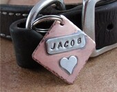 Copper Pet ID Tag with Sterling Silver Heart