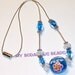 Handmade 18" NECKLACE & EARRINGS SET Blue Art Glass Flower Bead Liquid Silver Magnetic Clasp