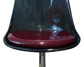 60's Smoked Lucite and Burgundy Leather Seat Swivel Chair