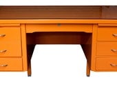 1930's to 1950's Vintage American Desk in Hermes Orange Lacquer