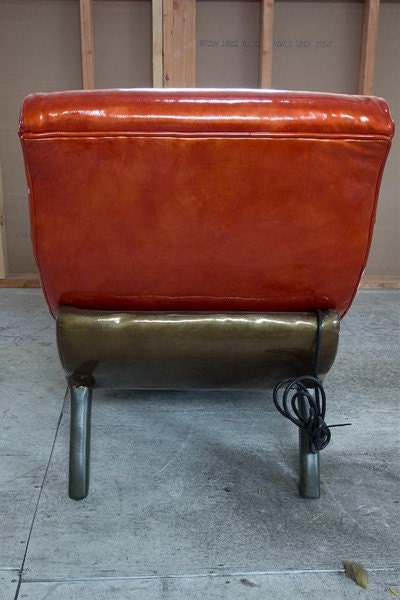 Mid Century Red/Orange Chaise Longue