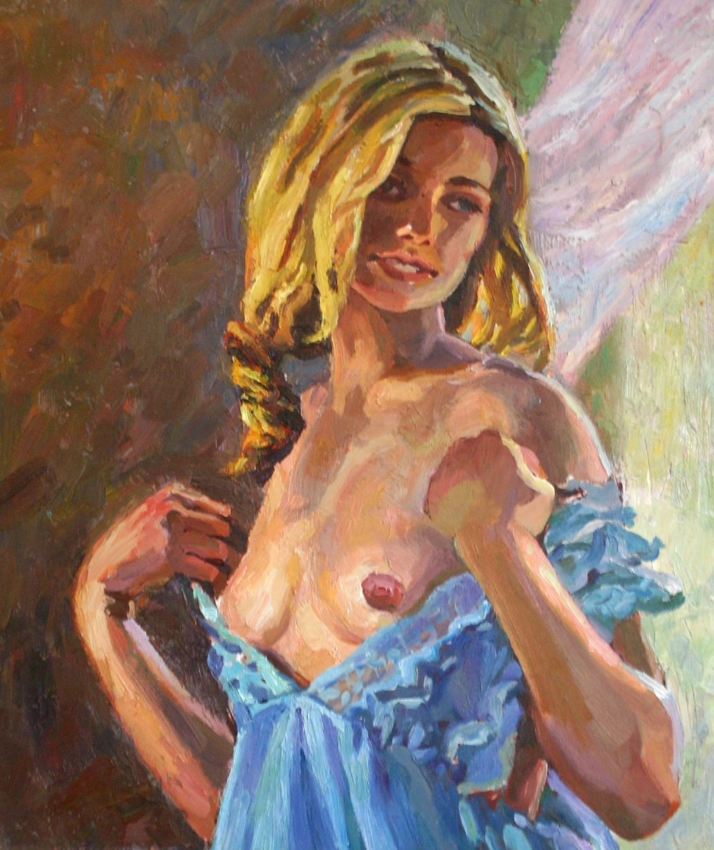 Impressionistic Figure Painting entitled "Dressing for the Day