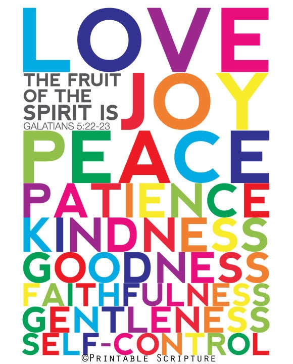 Fruit of the Spirit. Galatians 5:22-23. PRINTABLE DIY Christian Poster. Nursery Decor. 8x10. Bible Verse.