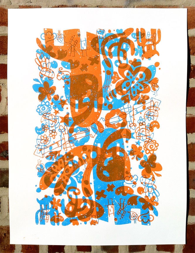 18x24" Springtime Crazies (2-color Screen Print)