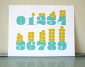 Numbers: a modern design print, 8.5 x11, blue