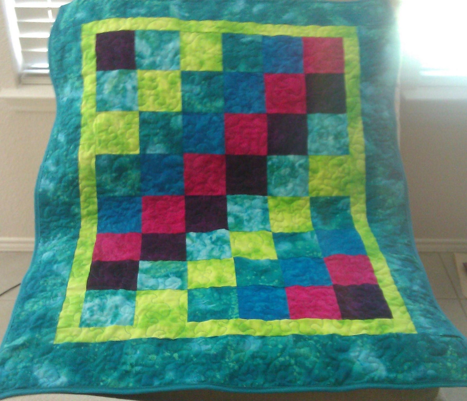 Crib Quilt Baby Blocks in Bold Batiks