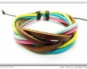Multicolour Cotton Rope Woven Bracelets Adjustable Leather Bracelet  Ropes Bracelet 537S1