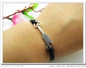 10%OFF Discount  Black Rope Bracelet Hunger Games Bacelet adjustable Vintage antique Silver Unisex Arrow Bracelet   624S