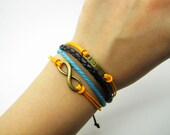 Yellow Ropes Steampunk Bracelet antique  karma bracelet,Infinity love Wish Bracelet Adjustable Bracelet 913S