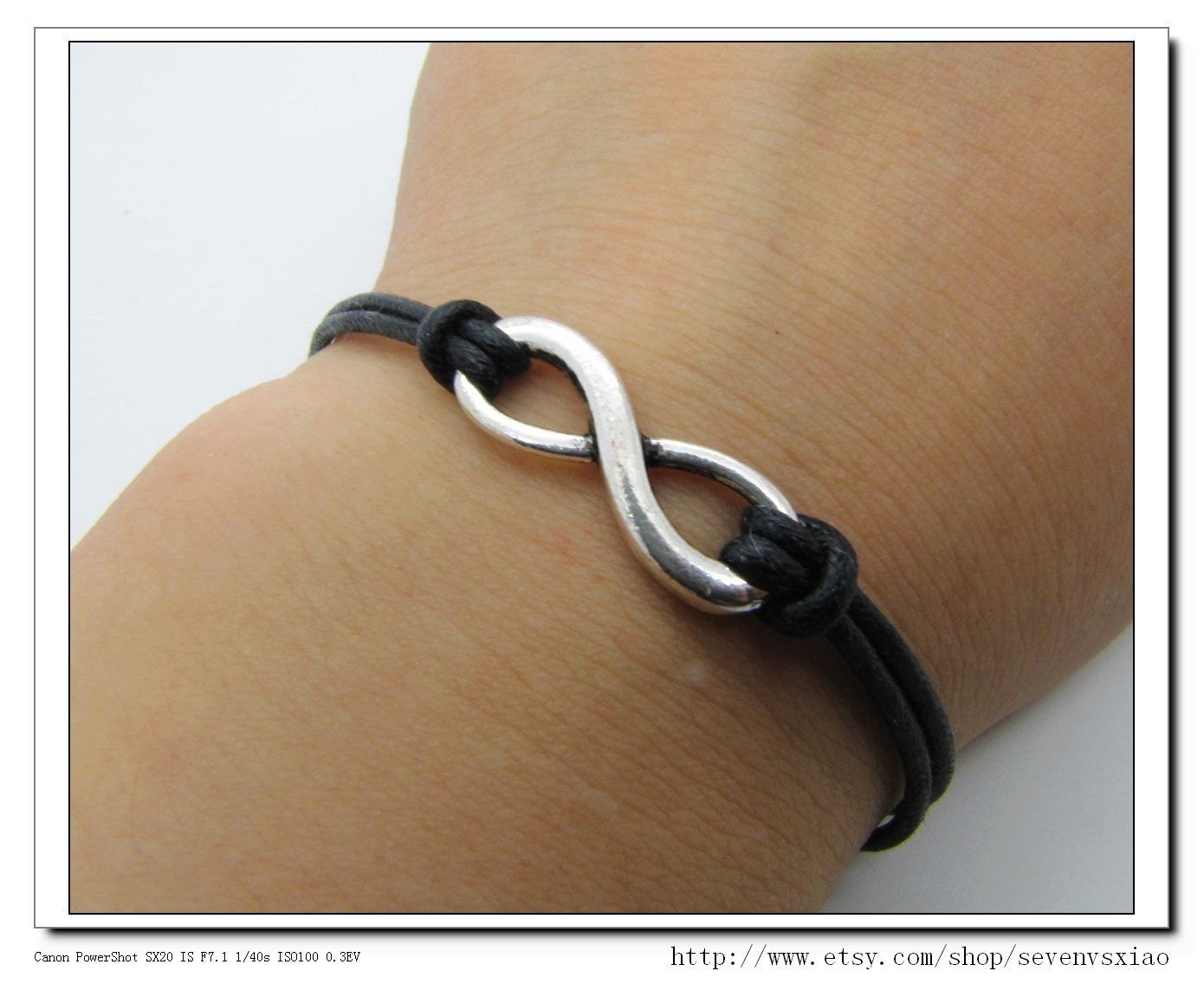 10%OFF Discount Black Ropes Steampunk Bracelet antique silver karma bracelet,Infinity Wish Bracelet Adjustable Bracelet 604S
