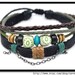 Adjustable Bracelet Cuff made of Leather and Cotton Ropes 279S
