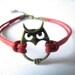 adjustable Red Hemp Ropes Bracelet antique bronze retro style Owl Bracelet Cuff Bracelet 447S