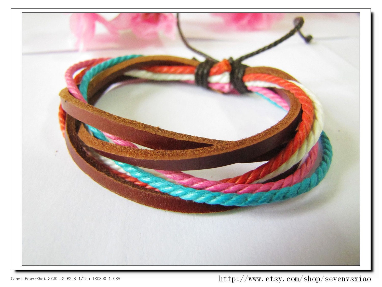 Multicolour Cotton Rope Woven Bracelets Adjustable Leather Bracelet  Ropes Bracelet 558S