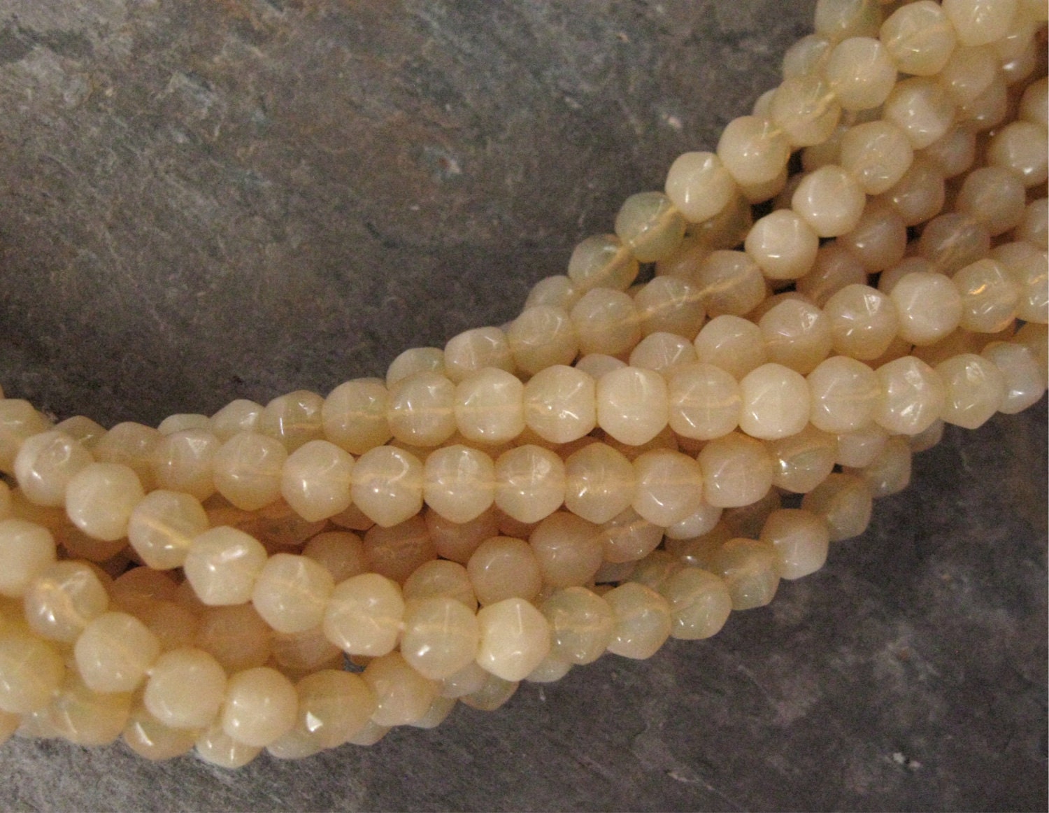 Beige Opal English Cut Beads Czech Glass 4mm (100)