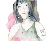 Tattoo girl love art print cottage chic " You and me equals love" 8x10 poster quote