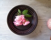 Black wood Bowl, Minimal retro design, black and pink, cottage chic, zen home decor, vintage Autumn, winter home decor, Christmas gift - MeshuMaSH
