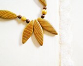 Retro Wood beads Necklace, Boho brown Necklace, mid century jewelry, geometric