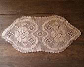 Crochet Table Runner, Hearts oval Tablecloth Listed by meshuMaSH on Etsy
