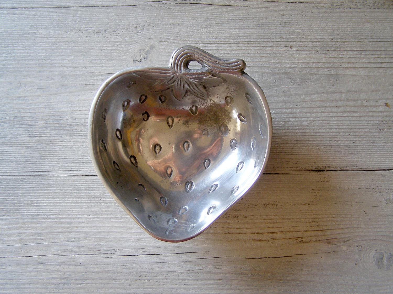 Strawberry Pewter Bowl, Vintage Candy Bowl