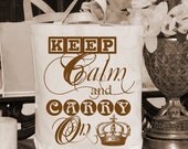 Keep Calm and Carry On Crown Digital Image Download Sheet Transfer To Pillows Totes Tea Towels Burlap No. 2220 SEPIA