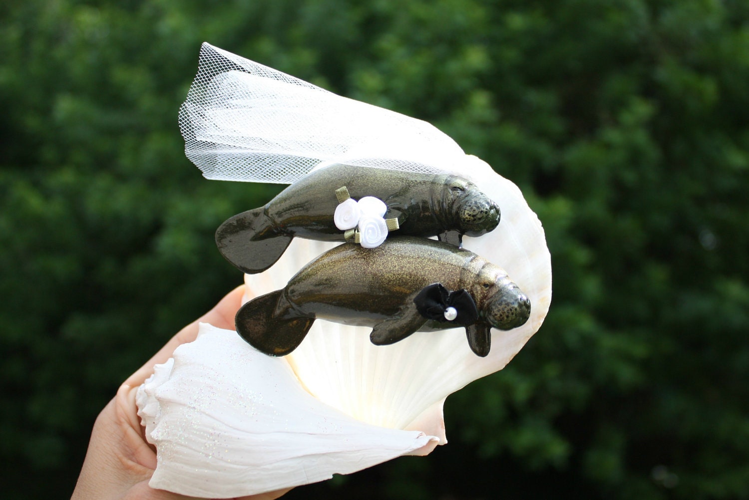 Manatee couple wedding cake topper-Beach wedding-Beach wedding topper-destination wedding-Manatees-wedding cake topper