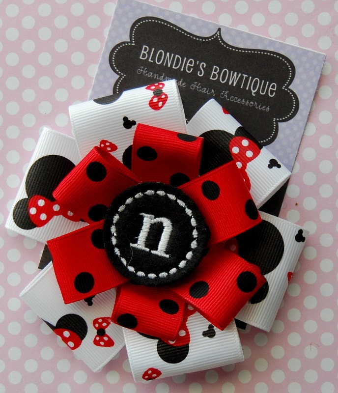 Monogram Minnie Mouse Hair Bow - Minnie Mouse Birthday Bow - Monogram Hair Bow - Minnie Mouse Hair Bow