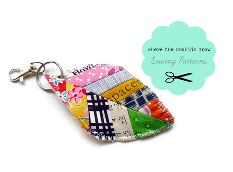 PDF sewing pattern - instant download digital pattern -  Scrappy Leaf key fob