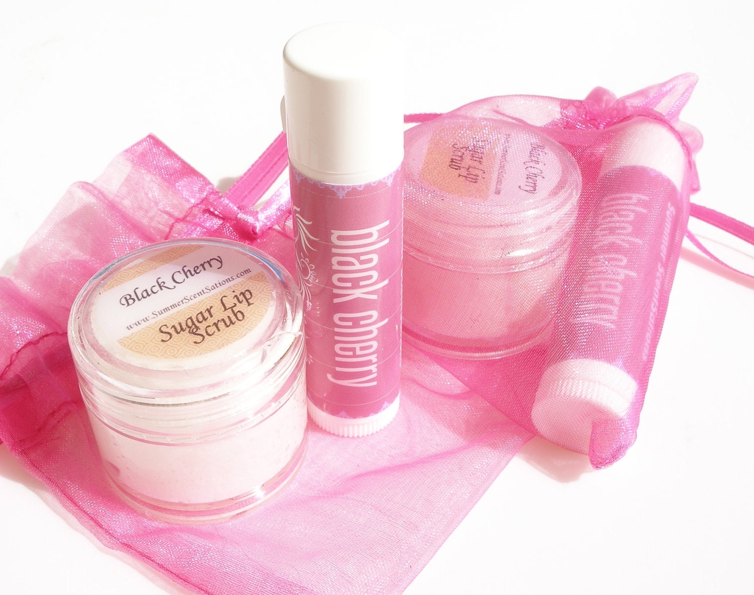 Lip care kit in BLACK CHERRY - lip scrub and lip balm, gift set