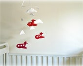 irplane mobile - Baby mobile - You choose your colors - Red and white - Nursery decor