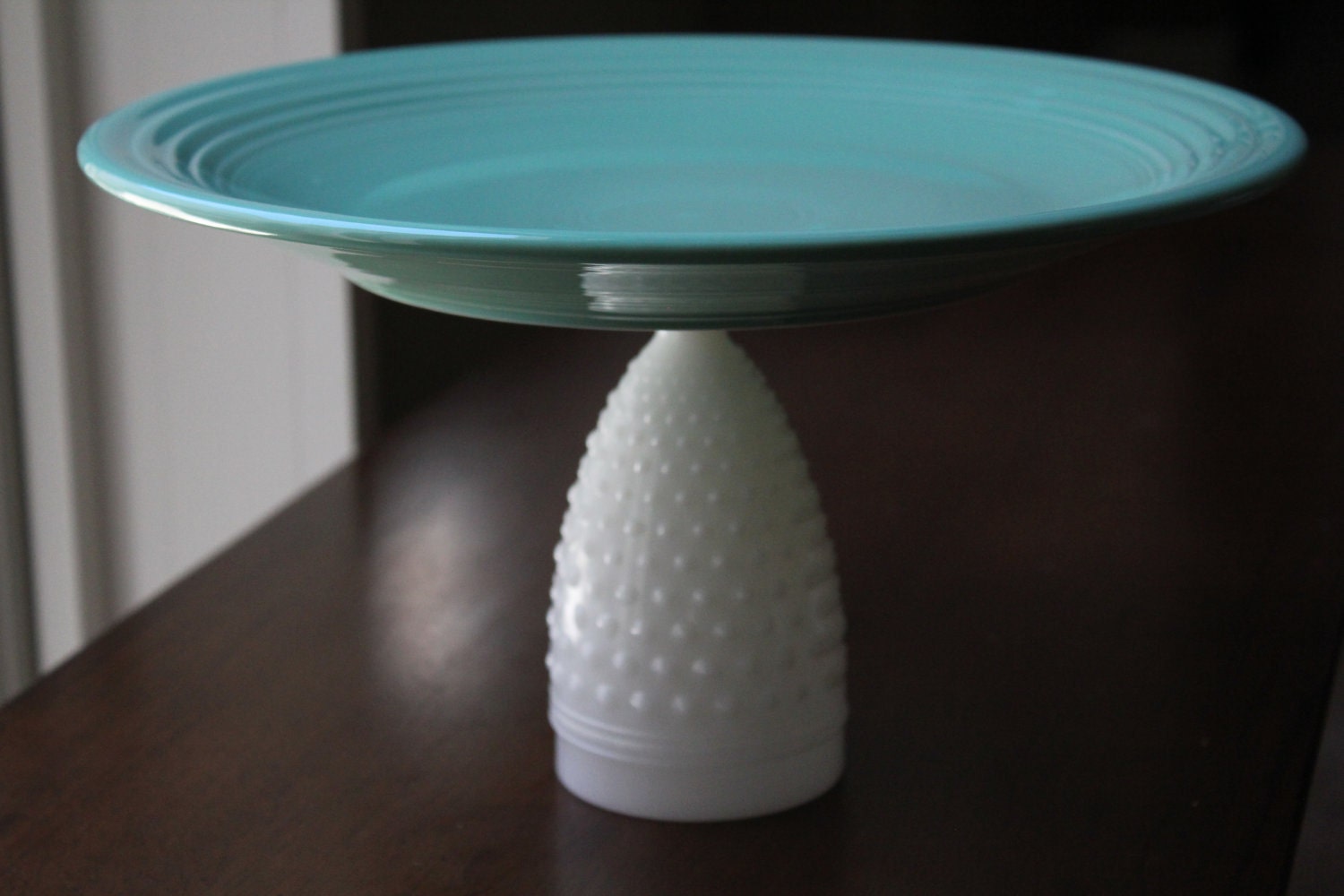 Pedestal / Cake Stand Cake Plate Pedestal Cake Pedestal Stand / Cupcake Pedestal Wedding Pedestal / Aqua Green Truffle Dessert Pedestal