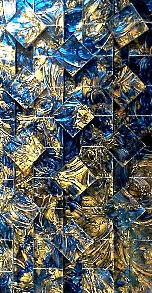 25 1/2 in Stained Glass Mosaic Tile - VAN GogH BRONZE BLUE - StainedGlassLizard
