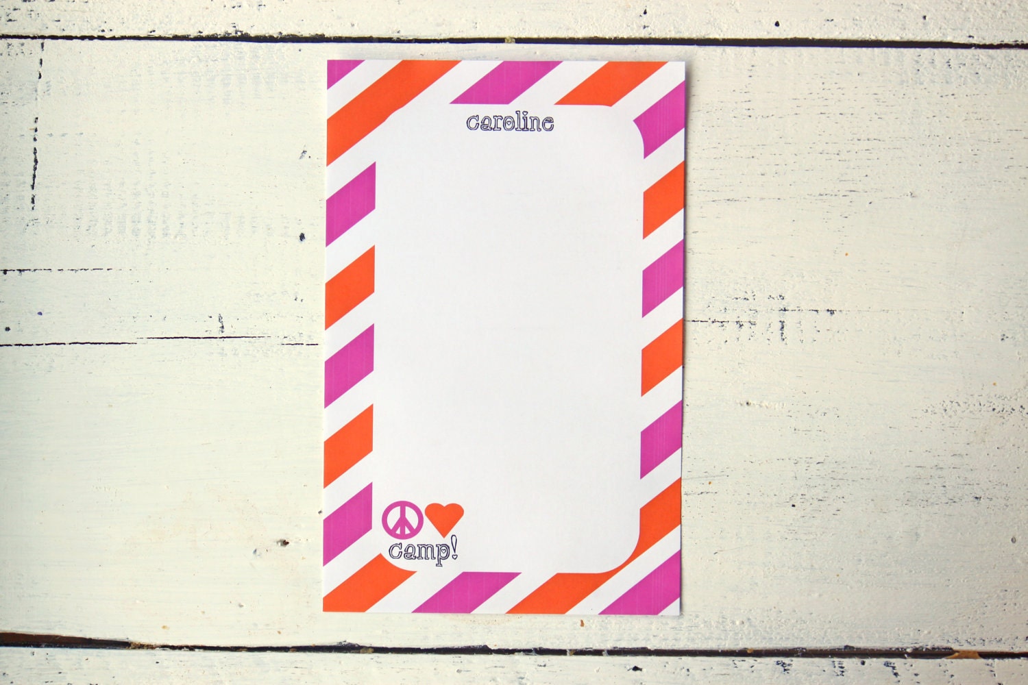 Girls Summer Camp Notepad Girls Summer Camp Stationary Personalized Kids Camp Letters From Camp Girls Custom Summer Camp Note Pad