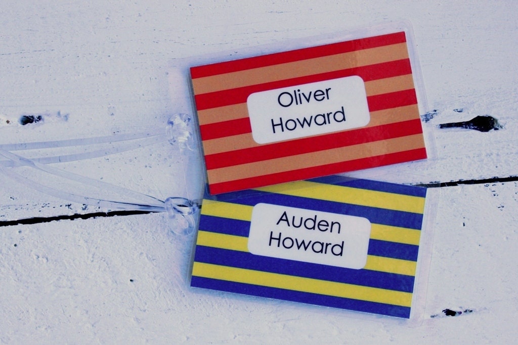Kids Luggage Tag Custom Striped Boys Personalized Luggage Tag Diaper Bag Tag