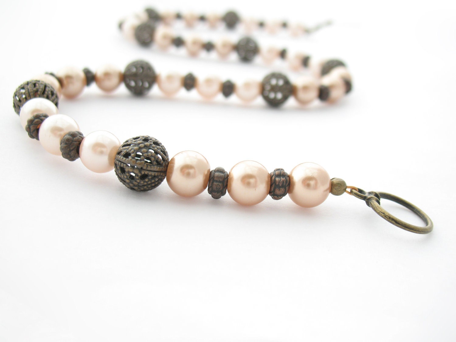 Beaded Choker, Autumn Colors- Champagne, Peach, Bronze