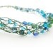 Wire Crochet Beaded Necklace, Green & Blue