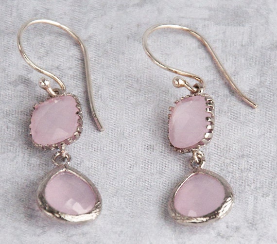 Opal Pink Earrings Sterling Silver Earrings Dangle Earrings Bridal Jewelry Wedding Beach Bridesmaids