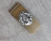 Lion Money Clip Solid Brass Vintage Leo Antique Silver Lion Style Gothic Victorian Steampunk Men's Accessories Father's Day Gifts
