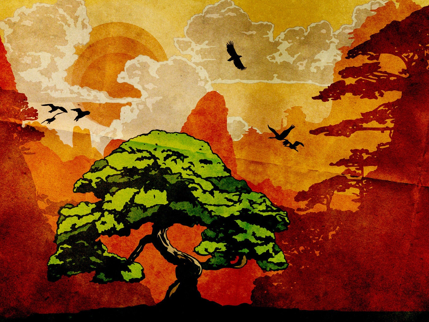 18 x 24 Inch Bonsai Tree Graphic Print