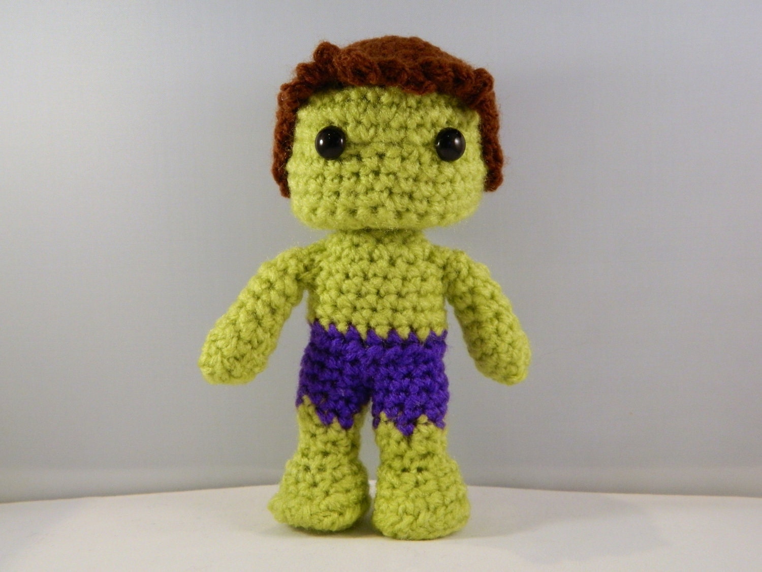 The Hulk Avengers movie inspired crochet chibi plush doll amigurumi comic book video game character with movable head green man