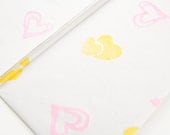 Pastel Hearts Pink and Yellow Stamped Gift Wrapping Paper
