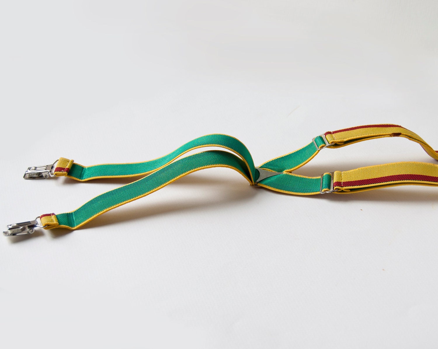 Vintage suspenders yellow green unused with tag, Soviet time