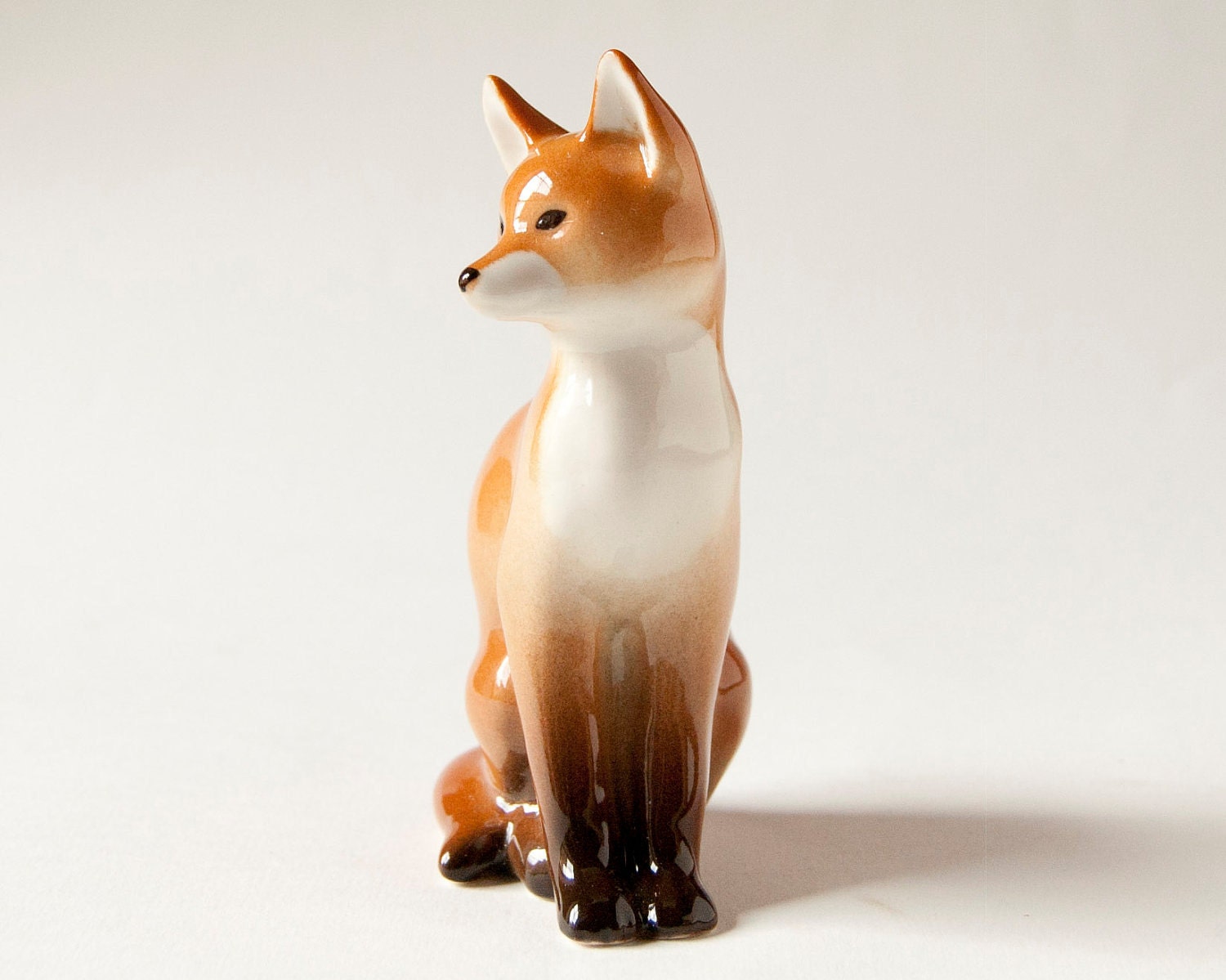 Vintage porcelain figurine red fox, Soviet Era