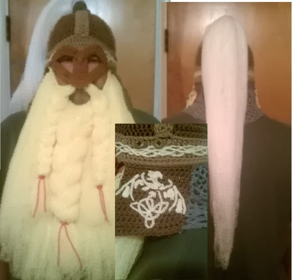 Crocheted Viking Dwarf Hat with Beard Made to Order