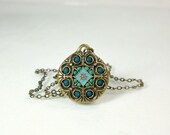 Antique brass necklace mandala jewelry green teal unique jewelry stores 2012 custom made summer trends